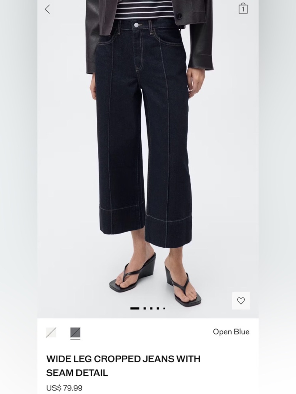 Mango Wide-Leg Cropped Jeans with Seam Detail